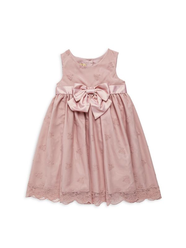 Purple Rose Little Girl's Bow & Lace Dress